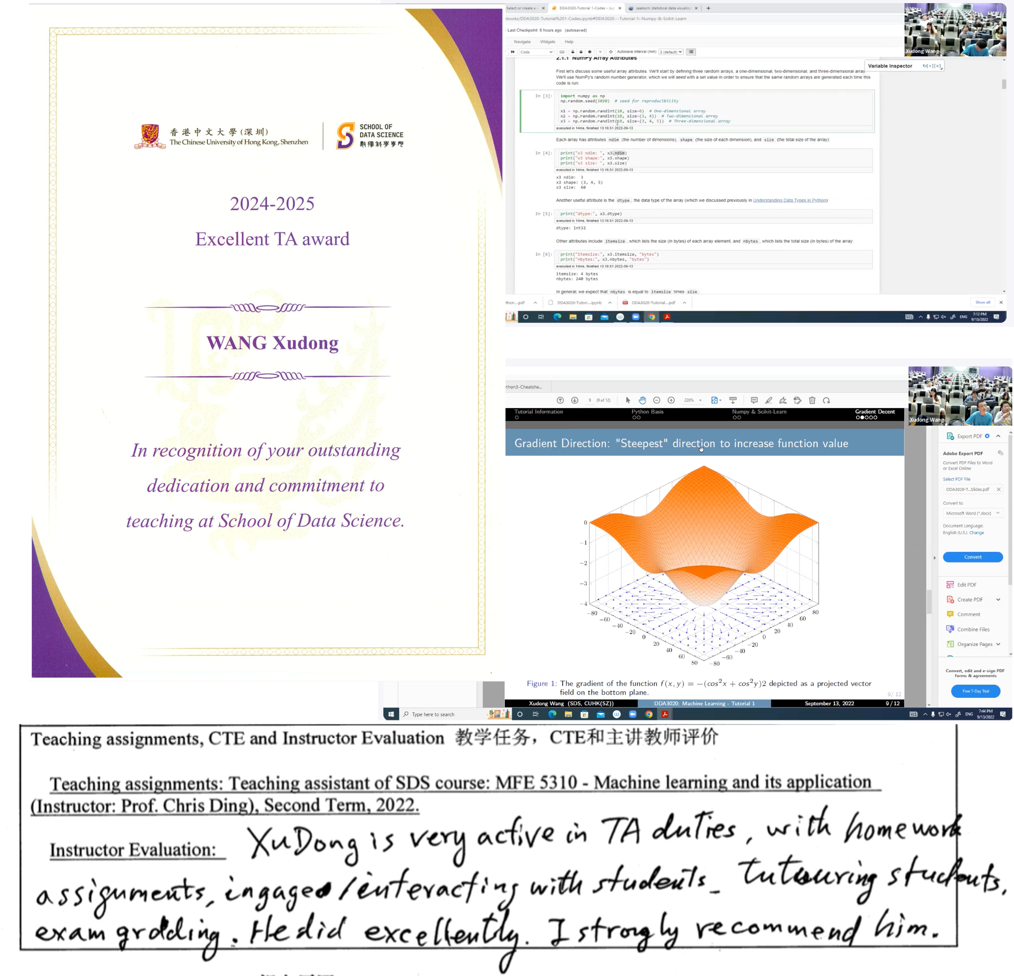 Teaching assistantship moments and course activities